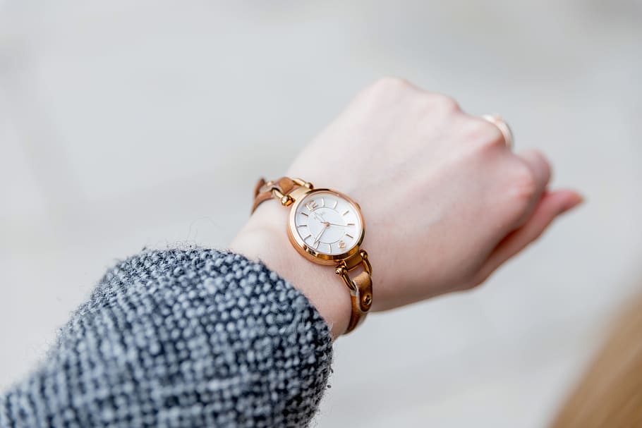 woman's hand with luxury wrist watch-Daniel & Co
