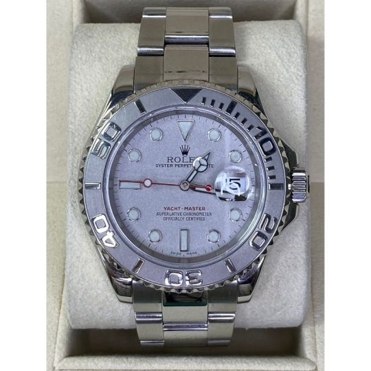 Rolex Yacht Master 16622 Platinum Dial And Bezel 40mm Oyster 2005 Houston Jeweler Custom Fine 4544